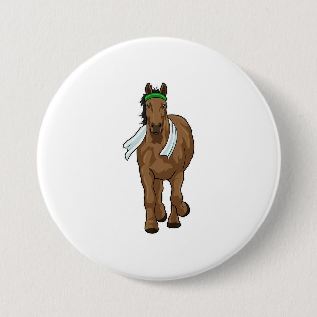 Badge Rond 7,6 Cm Cheval comme coureur avec serviette (Devant)