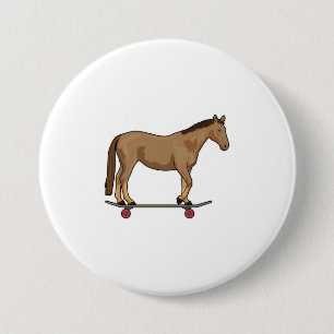 Badge Rond 7,6 Cm Cheval comme patineur sur skateboard