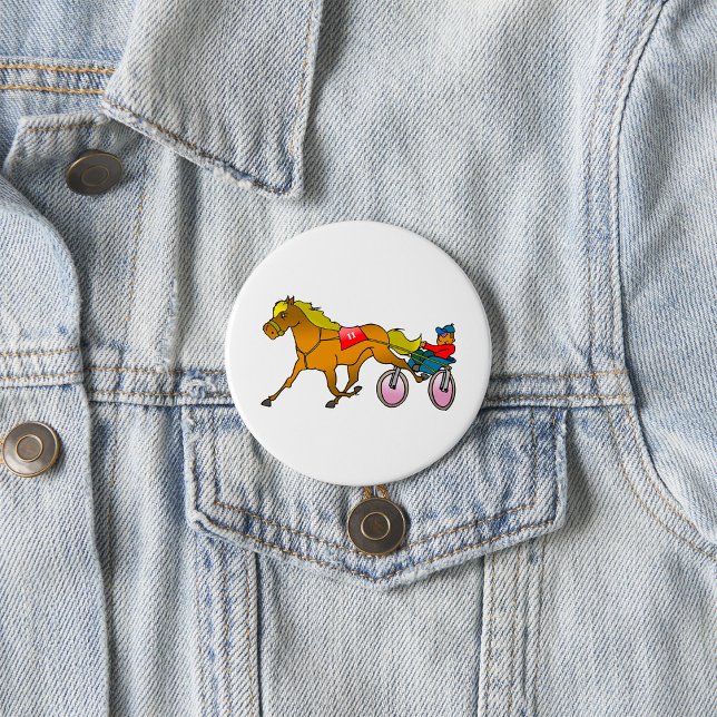 Badge Rond 7,6 Cm Cheval de trot et conducteur (Créateur téléchargé)