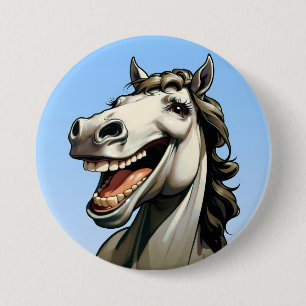 Badge Rond 7,6 Cm cheval drôle