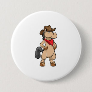 Badge Rond 7,6 Cm Cheval en cow-boy