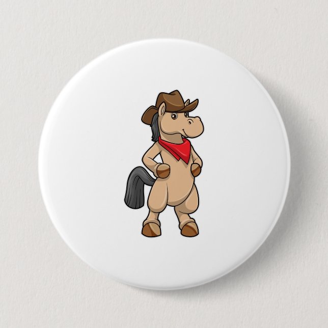 Badge Rond 7,6 Cm Cheval en cow-boy (Devant)