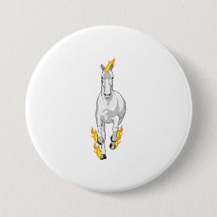 Badge Rond 7,6 Cm Cheval en flamme
