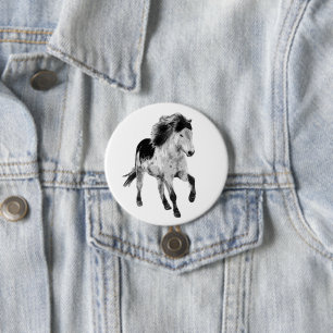 Badge Rond 7,6 Cm Cheval islandais en mouvement