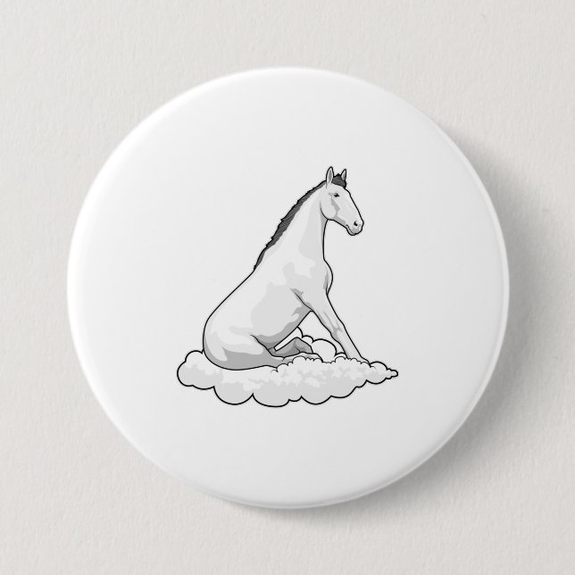 Badge Rond 7,6 Cm Cheval sur nuage (Devant)