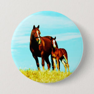 Badge Rond 7,6 Cm Chevaux