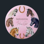 Badge Rond 7,6 Cm Chevaux équestre élégante fête d'anniversaire fave<br><div class="desc">Soirée d'anniversaire à thème pour chevaux équestre élégante fête d'anniversaire pour cadeaux - bouton personnalisé,  belle aquarelle portraits de chevaux peints à la main pour faire du cheval autour de la fête à thème cheval,  vous pouvez personnaliser pour chaque enfant un cadeau d'anniversaire spécial.</div>