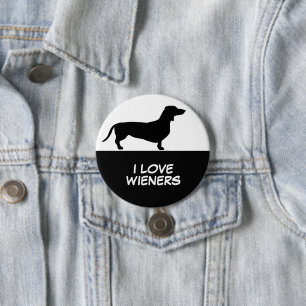 Badge Rond 7,6 Cm Cheveux courts Dachshund - Silhouette 1