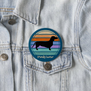Badge Rond 7,6 Cm Cheveux courts Dachshund - Silhouette 1
