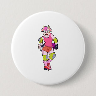 Badge Rond 7,6 Cm Chèvre comme Patinage en ligne avec Patins en lign