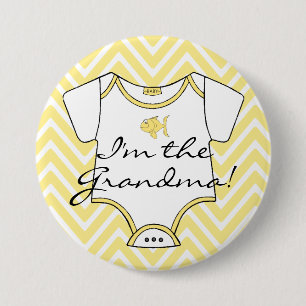 Badge Rond 7,6 Cm Chevron jaune je suis la grand-maman !