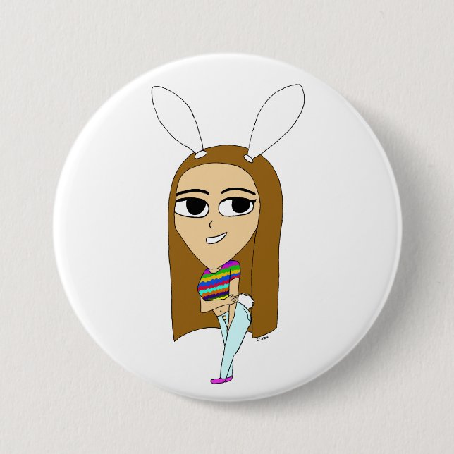 Badge Rond 7,6 Cm chibi bunnygirl (Devant)