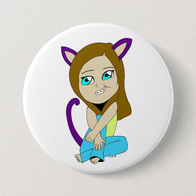 Badge Rond 7,6 Cm chibi catgirl (Devant)