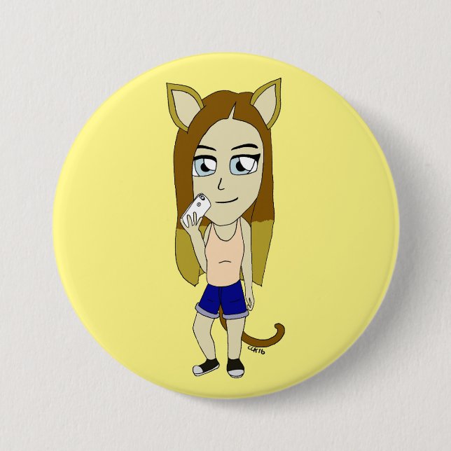 Badge Rond 7,6 Cm Chibi Catgirl (Devant)