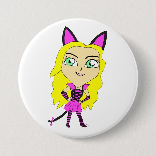 Badge Rond 7,6 Cm chibi catgirl (Devant)