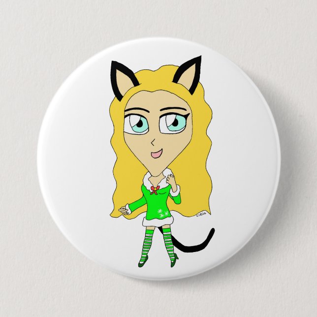 Badge Rond 7,6 Cm Chibi de Noël (Devant)