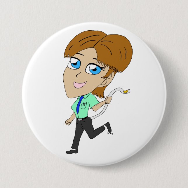 Badge Rond 7,6 Cm chibi fille avec une queue (Devant)