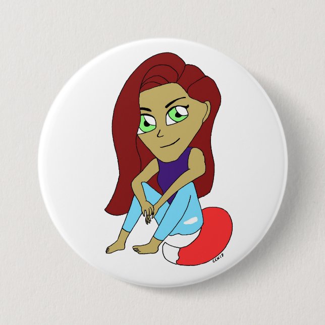 Badge Rond 7,6 Cm chibi foxy fille (Devant)