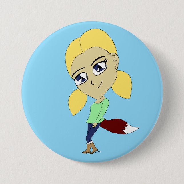 Badge Rond 7,6 Cm chibi foxy fille (Devant)