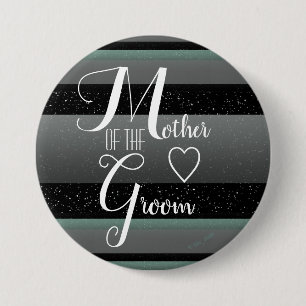 Badge Rond 7,6 Cm Chic Mint noir gris rayé Mère de la chambre