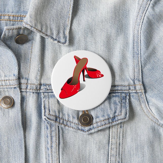 Badge Rond 7,6 Cm Chic Rouge Haut talons Glamour Stiletto Mode (Créateur téléchargé)