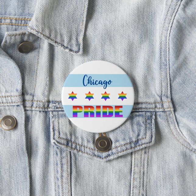 Badge Rond 7,6 Cm Chicago Pride (En situation)