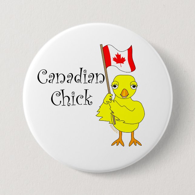 Badge Rond 7,6 Cm Chick canadien (Devant)