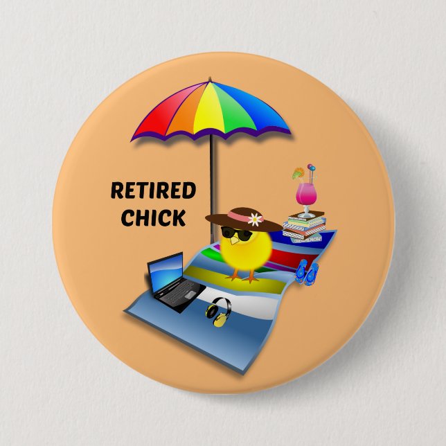 Badge Rond 7,6 Cm Chick retraité (Devant)