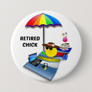 Badge Rond 7,6 Cm Chick retraité