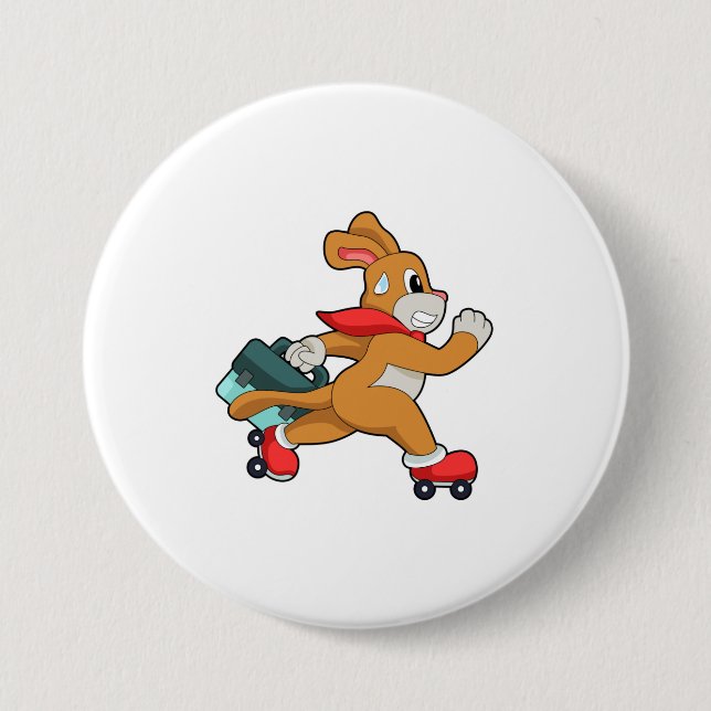 Badge Rond 7,6 Cm Chien à roulettes (Devant)