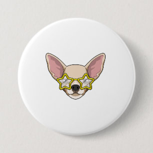 Badge Rond 7,6 Cm Chien avec lunettes de soleil