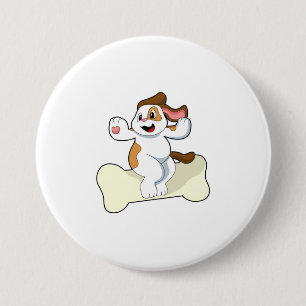 Badge Rond 7,6 Cm Chien avec os