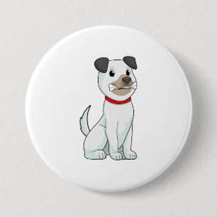 Badge Rond 7,6 Cm Chien avec os