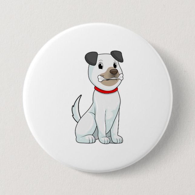 Badge Rond 7,6 Cm Chien avec os (Devant)