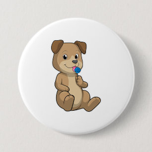 Badge Rond 7,6 Cm Chien avec sucré Lollipop