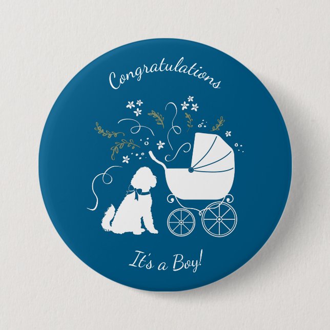 Badge Rond 7,6 Cm Chien Baby shower Goldendoodle (Devant)