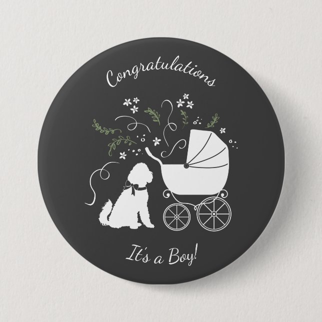 Badge Rond 7,6 Cm Chien Baby shower Goldendoodle (Devant)