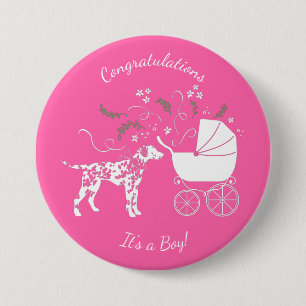 Badge Rond 7,6 Cm Chien chiot Baby shower dalmate