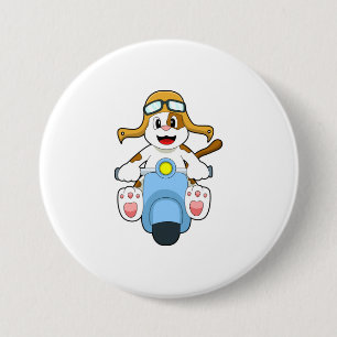 Badge Rond 7,6 Cm Chien comme Biker avec Scooter.PNG