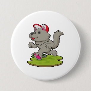 Badge Rond 7,6 Cm Chien comme coureur avec Casquette