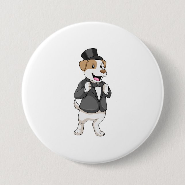 Badge Rond 7,6 Cm Chien comme marié avec ruban (Devant)