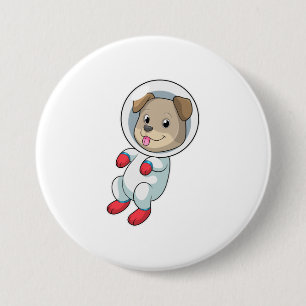 Badge Rond 7,6 Cm Chien dans l'espace en costume