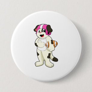 Badge Rond 7,6 Cm Chien de football Sports