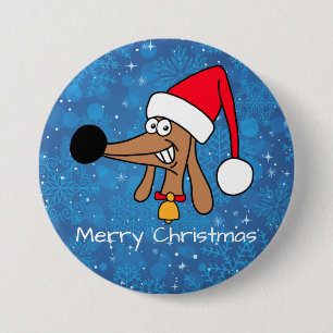 Badge Rond 7,6 Cm Chien de Noël Festif