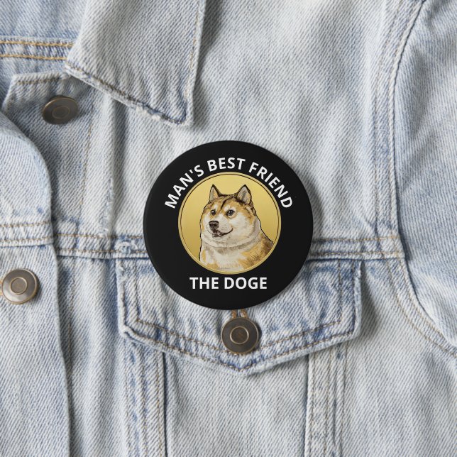 Badge Rond 7,6 Cm Chien Dogecoin Personnalisé (En situation)