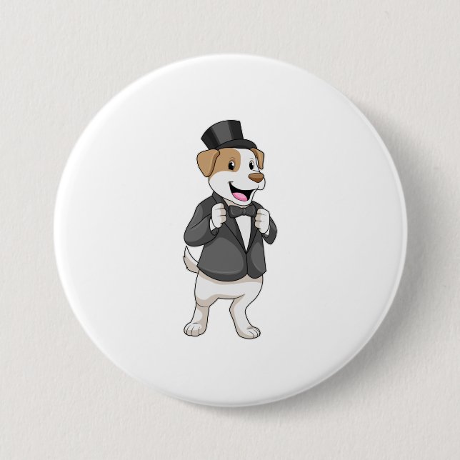 Badge Rond 7,6 Cm Chien en chambre avec ruban (Devant)