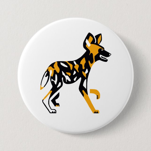 Badge Rond 7,6 Cm Chien sauvage africain - Chien de chasse du Cap -  (Devant)