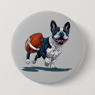 Badge Rond 7,6 Cm Chien-taureau français jouant au football