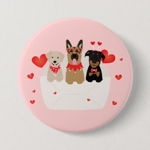 Badge Rond 7,6 Cm Chiens Dans L'enveloppe D'amour