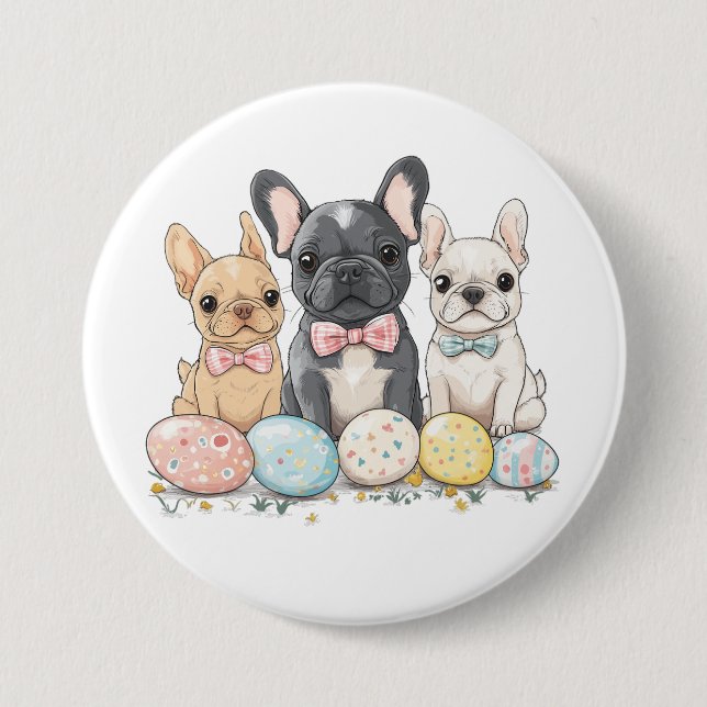 Badge Rond 7,6 Cm Chiens de Pâques (Devant)